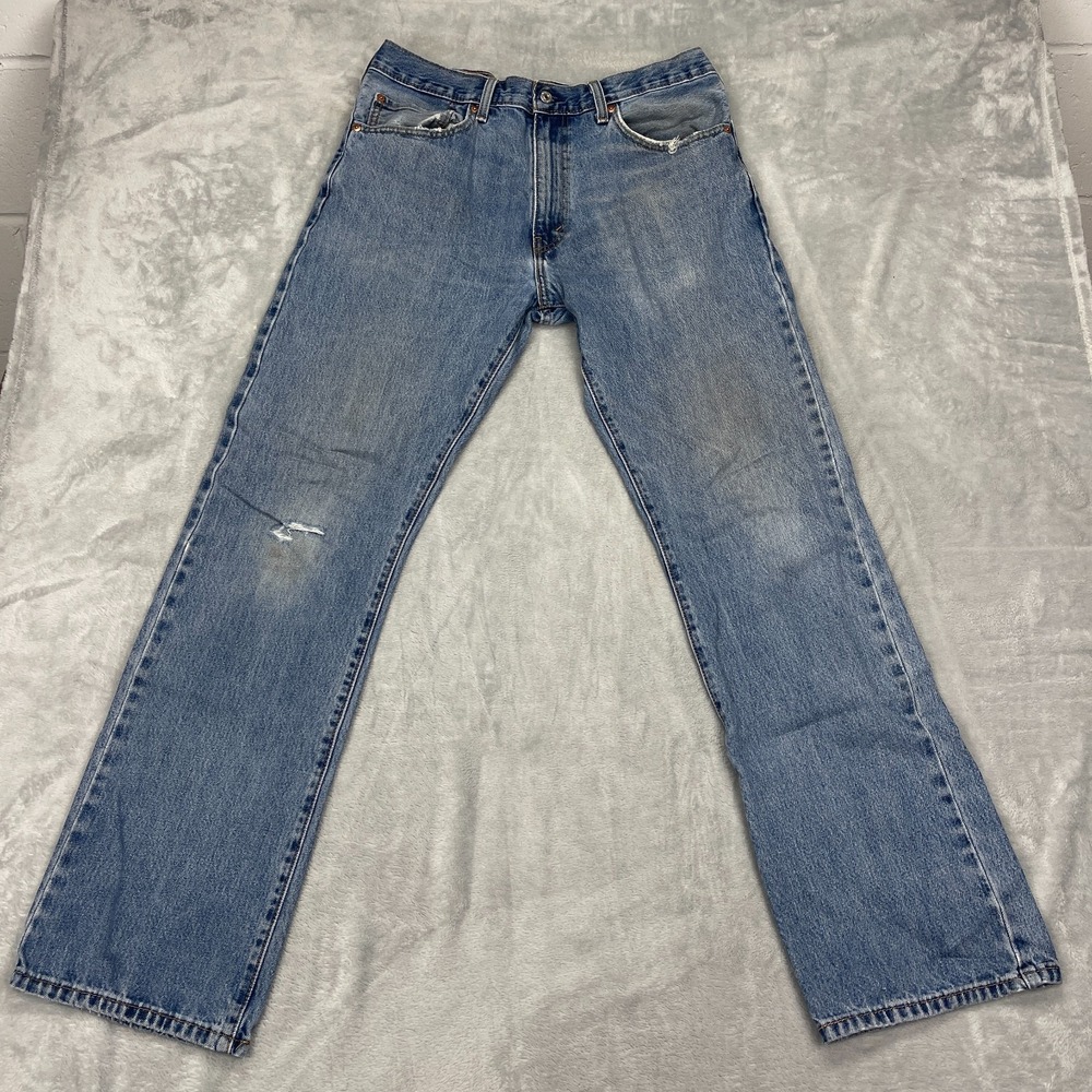 Levi's Jeans Men 36x34 Blue Denim Medium Wash Distressed 517 Bootcut Leg Grunge
